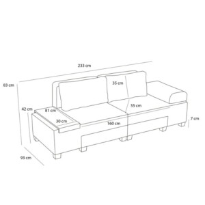 Καναπές - κρεβάτι πολυμορφικός Perenna Megapap τριθέσιος υφασμάτινος χρώμα κρεμ 233x93x83εκ. - Image 10