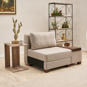 Πολυθρόνα - κρεβάτι Perenna Megapap υφασμάτινη χρώμα κρεμ 116x93x83εκ. - Image 2