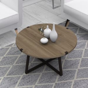 Τραπεζάκι σαλονιού Mauricio Megapap χρώμα καρυδί - ανθρακί 78x78x43εκ. - Image 2