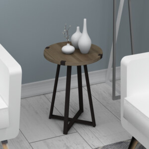 Βοηθητικό τραπεζάκι Pedro Megapap χρώμα καρυδί - ανθρακί 44x44x58εκ. - Image 2