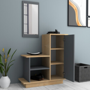 Έπιπλο εισόδου Cute Megapap χρώμα φυσικό οξιάς - ανθρακί 90x35x95εκ. - Image 2