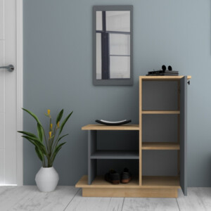 Έπιπλο εισόδου Cute Megapap χρώμα φυσικό οξιάς - ανθρακί 90x35x95εκ. - Image 3