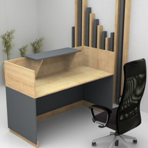 Γραφείο υποδοχής - reception Lemmon Megapap χρώμα φυσικό οξιάς - ανθρακί 120x70x110εκ. - Image 2