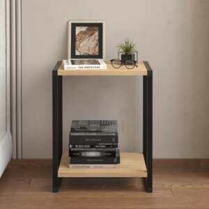 Κομοδίνο Gina Megapap χρώμα sapphire oak - μαύρο 39x30x48εκ. - Image 2