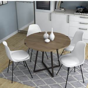 Τραπέζι Rubes Megapap χρώμα καρυδί - ανθρακί 100x100x78εκ. - Image 2