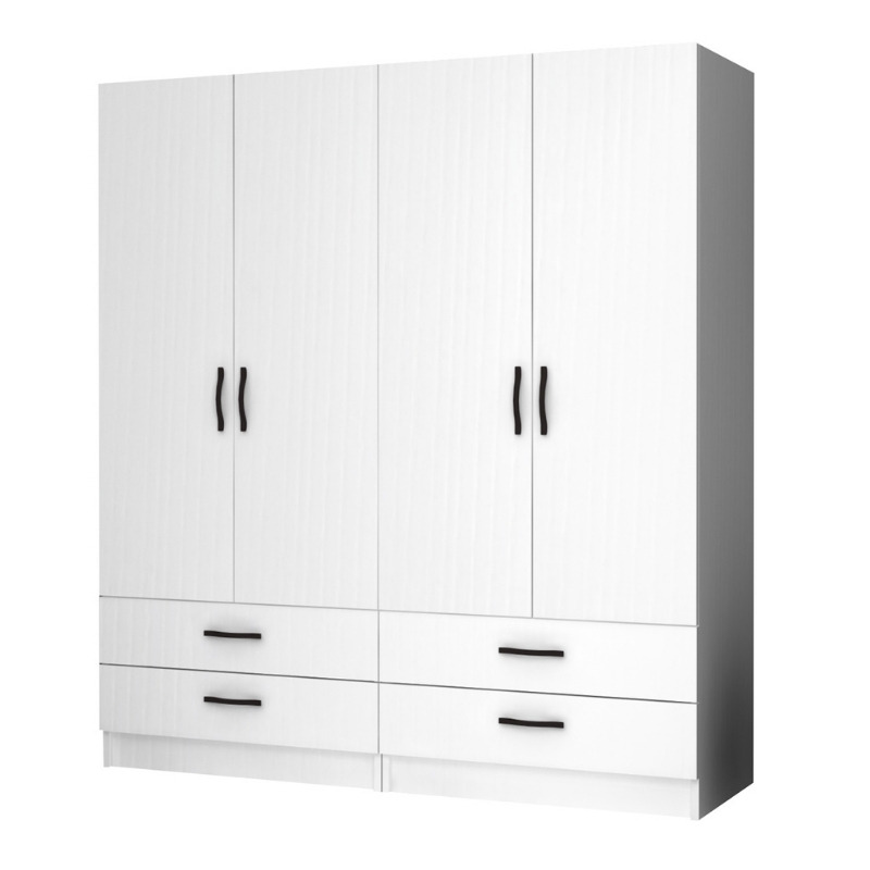 Ντουλάπα ρούχων Ricardo Megapap τετράφυλλη με συρτάρια χρώμα λευκό 160x51 Ντουλάπα ρούχων Ricardo Megapap τετράφυλλη με συρτάρια χρώμα λευκό 160x51