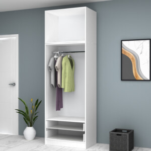 Ντουλάπα ρούχων Ricardo Megapap δίφυλλη με πατάρι και συρτάρια χρώμα λευκό 80x51,8x240εκ. - Image 3