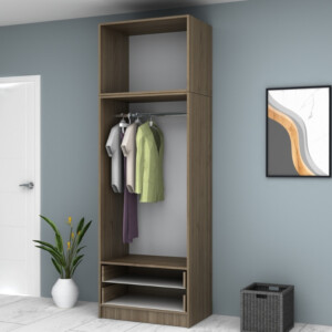 Ντουλάπα ρούχων Ricardo Megapap δίφυλλη με πατάρι και συρτάρια χρώμα καρυδί 80x51,8x240εκ. - Image 3