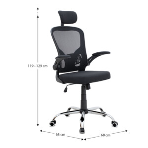 Καρέκλα γραφείου διευθυντική Falcon Megapap με ύφασμα Mesh χρώμα μαύρο 68x65x119/129εκ. - Image 10