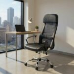 Καρέκλα γραφείου Ovis Megapap με τεχνόδερμα και ύφασμα Mesh χρώμα μαύρο 63x63x119/129εκ. - Image 3