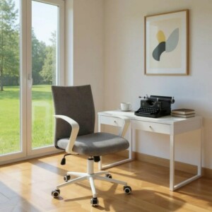 Καρέκλα γραφείου Berlin Megapap υφασμάτινη χρώμα γκρι - λευκό 64x63x89/96εκ. - Image 3