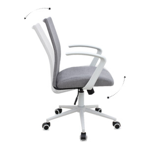 Καρέκλα γραφείου Berlin Megapap υφασμάτινη χρώμα γκρι - λευκό 64x63x89/96εκ. - Image 6