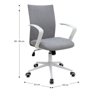 Καρέκλα γραφείου Berlin Megapap υφασμάτινη χρώμα γκρι - λευκό 64x63x89/96εκ. - Image 9