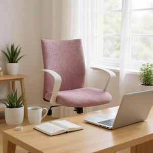 Καρέκλα γραφείου Berlin Megapap υφασμάτινη χρώμα ροζ - λευκό 64x63x89/96εκ. - Image 3