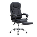 Καρέκλα γραφείου διευθυντική Daria Megapap με υποπόδιο από τεχνόδερμα χρώμα μαύρο 65x65x117/127εκ. - Image 3