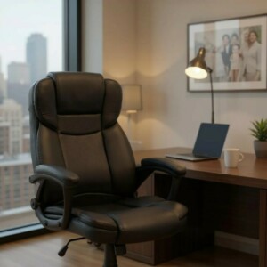 Καρέκλα γραφείου διευθυντική Morgan Megapap από τεχνόδερμα χρώμα μαύρο 67x65x112/122εκ. - Image 3