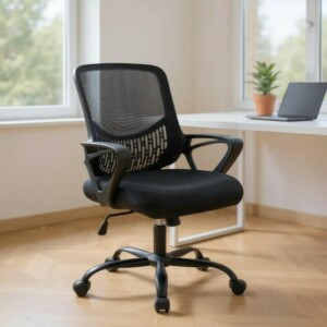 Καρέκλα γραφείου Freda Megapap με ύφασμα Mesh χρώμα μαύρο 65x65x90/100εκ. - Image 3