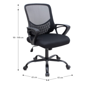 Καρέκλα γραφείου Freda Megapap με ύφασμα Mesh χρώμα μαύρο 65x65x90/100εκ. - Image 9