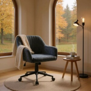 Καρέκλα γραφείου Alice Megapap υφασμάτινη χρώμα ανθρακί 61x61x80/90εκ. - Image 3