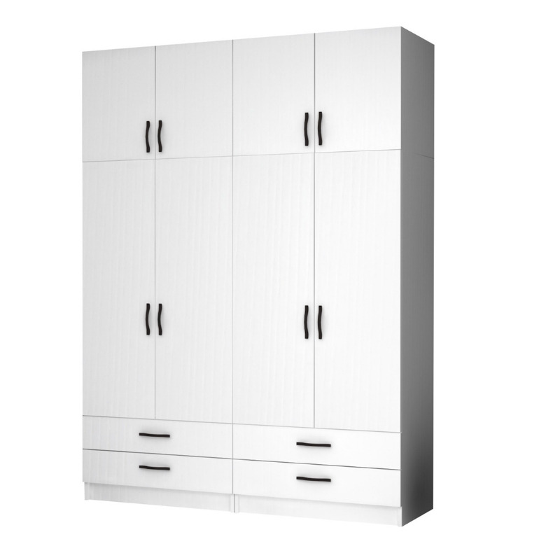 Ντουλάπα ρούχων Ricardo Megapap τετράφυλλη με πατάρι και συρτάρια χρώμα λευκό 160x51 Ντουλάπα ρούχων Ricardo Megapap τετράφυλλη με πατάρι και συρτάρια χρώμα λευκό 160x51