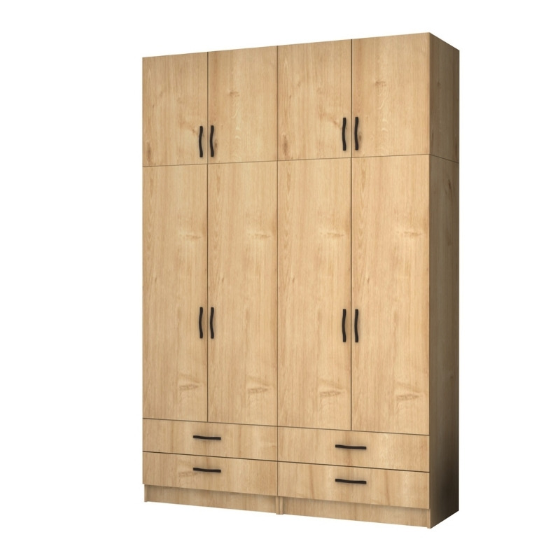 Ντουλάπα ρούχων Ricardo Megapap τετράφυλλη με πατάρι και συρτάρια χρώμα φυσικό οξιάς 160x51 Ντουλάπα ρούχων Ricardo Megapap τετράφυλλη με πατάρι και συρτάρια χρώμα φυσικό οξιάς 160x51