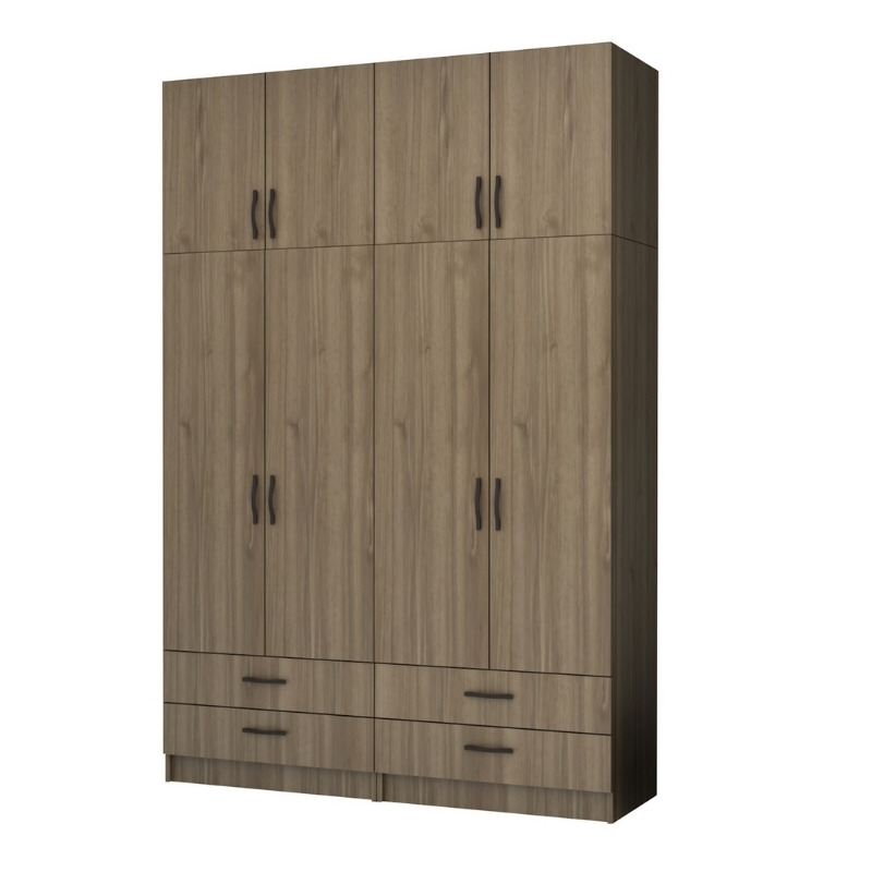 Ντουλάπα ρούχων Ricardo Megapap τετράφυλλη με πατάρι και συρτάρια χρώμα καρυδί 160x51 Ντουλάπα ρούχων Ricardo Megapap τετράφυλλη με πατάρι και συρτάρια χρώμα καρυδί 160x51