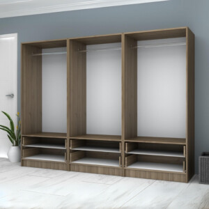 Ντουλάπα ρούχων Ricardo Megapap εξάφυλλη με συρτάρια χρώμα καρυδί 240x51,8x181εκ. - Image 3