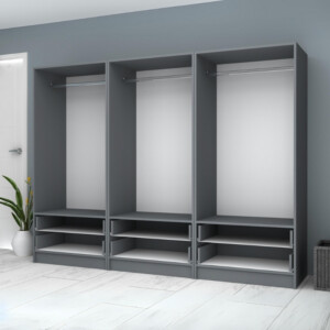 Ντουλάπα ρούχων Ricardo Megapap εξάφυλλη με συρτάρια χρώμα ανθρακί 240x51,8x181εκ. - Image 3