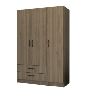 Ντουλάπα ρούχων Ricardo Megapap τρίφυλλη με συρτάρια χρώμα καρυδί 120x51