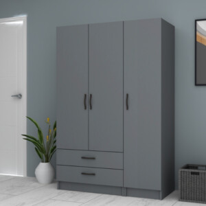 Ντουλάπα ρούχων Ricardo Megapap τρίφυλλη με συρτάρια χρώμα ανθρακί 120x51,8x181εκ. - Image 4