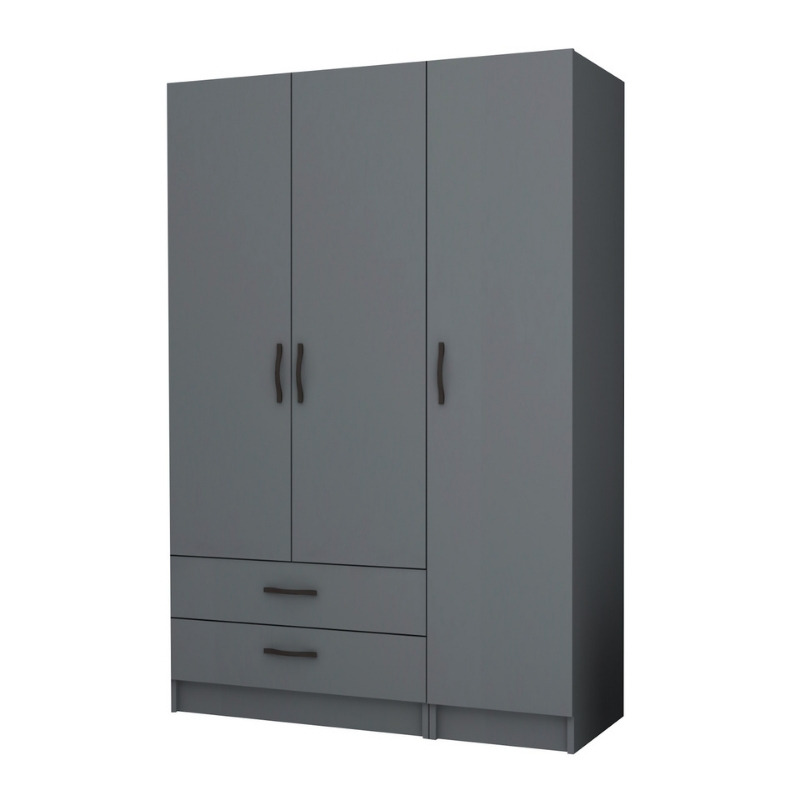 Ντουλάπα ρούχων Ricardo Megapap τρίφυλλη με συρτάρια χρώμα ανθρακί 120x51 Ντουλάπα ρούχων Ricardo Megapap τρίφυλλη με συρτάρια χρώμα ανθρακί 120x51