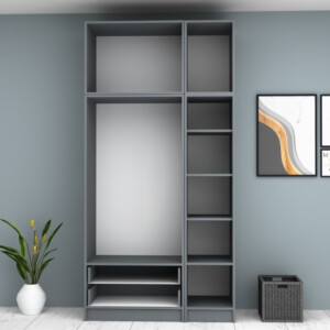 Ντουλάπα ρούχων Ricardo Megapap τρίφυλλη με πατάρι και συρτάρια χρώμα ανθρακί 120x51,8x240εκ. - Image 3