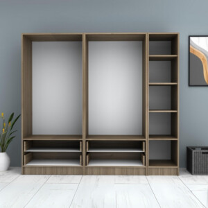 Ντουλάπα ρούχων Ricardo Megapap πεντάφυλλη με συρτάρια χρώμα καρυδί 200x51,8x181εκ. - Image 3