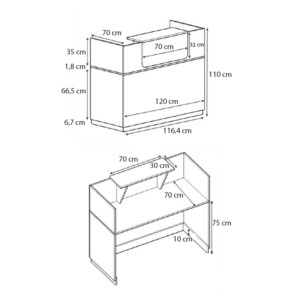 Γραφείο υποδοχής - reception Lemmon Megapap χρώμα φυσικό οξιάς 120x70x110εκ. - Image 3