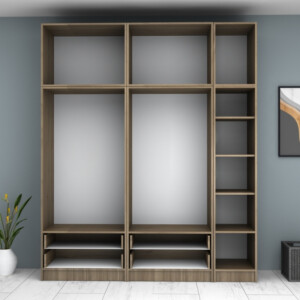 Ντουλάπα ρούχων Ricardo Megapap πεντάφυλλη με πατάρι και συρτάρια χρώμα καρυδί 200x51,8x240εκ. - Image 3