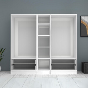 Ντουλάπα ρούχων Ricardo Megapap πεντάφυλλη με συρτάρια χρώμα λευκό 200x51,8x181εκ. - Image 3