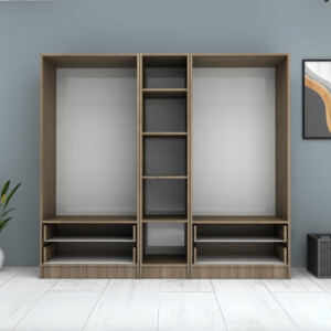 Ντουλάπα ρούχων Ricardo Megapap πεντάφυλλη με συρτάρια χρώμα καρυδί 200x51,8x181εκ. - Image 3