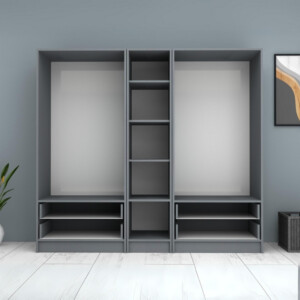 Ντουλάπα ρούχων Ricardo Megapap πεντάφυλλη με συρτάρια χρώμα ανθρακί 200x51,8x181εκ. - Image 3