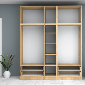 Ντουλάπα ρούχων Ricardo Megapap πεντάφυλλη με πατάρι και συρτάρια χρώμα φυσικό οξιάς 200x51,8x240εκ. - Image 3