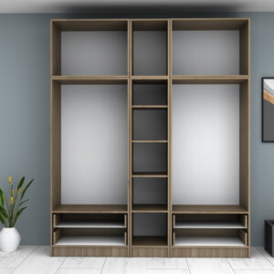 Ντουλάπα ρούχων Ricardo Megapap πεντάφυλλη με πατάρι και συρτάρια χρώμα καρυδί 200x51,8x240εκ. - Image 3