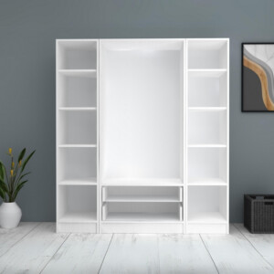 Ντουλάπα ρούχων Ricardo Megapap τετράφυλλη με συρτάρια χρώμα λευκό 160x51,8x181εκ. - Image 3