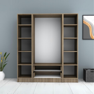 Ντουλάπα ρούχων Ricardo Megapap τετράφυλλη με συρτάρια χρώμα καρυδί 160x51,8x181εκ. - Image 3