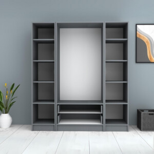 Ντουλάπα ρούχων Ricardo Megapap τετράφυλλη με συρτάρια χρώμα ανθρακί 160x51,8x181εκ. - Image 3