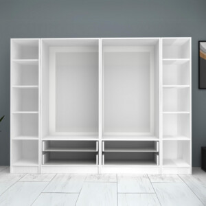 Ντουλάπα ρούχων Ricardo Megapap εξάφυλλη με συρτάρια χρώμα λευκό 240x51,8x181εκ. - Image 3