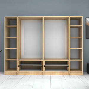 Ντουλάπα ρούχων Ricardo Megapap εξάφυλλη με συρτάρια χρώμα φυσικό οξιάς 240x51,8x181εκ. - Image 3