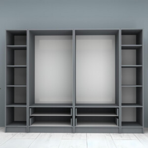 Ντουλάπα ρούχων Ricardo Megapap εξάφυλλη με συρτάρια χρώμα ανθρακί 240x51,8x181εκ. - Image 3