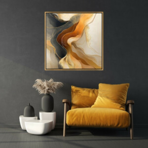 Πίνακας σε καμβά "Sand and Wind Abstract" Megapap ψηφιακής εκτύπωσης με κορνίζα χρώμα χρυσό 100x100x3εκ. - Image 2