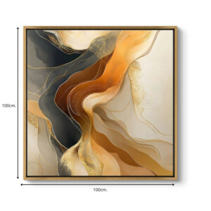 Πίνακας σε καμβά "Sand and Wind Abstract" Megapap ψηφιακής εκτύπωσης με κορνίζα χρώμα χρυσό 100x100x3εκ. - Image 3