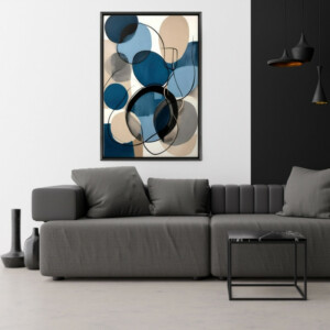 Πίνακας σε καμβά "Blue and Beige Abstract" Megapap ψηφιακής εκτύπωσης με κορνίζα χρώμα μαύρο 70x100x3εκ. - Image 2