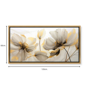 Πίνακας σε καμβά "Ethereal Blossom" Megapap ψηφιακής εκτύπωσης με κορνίζα χρώμα χρυσό 120x60x3εκ. - Image 3